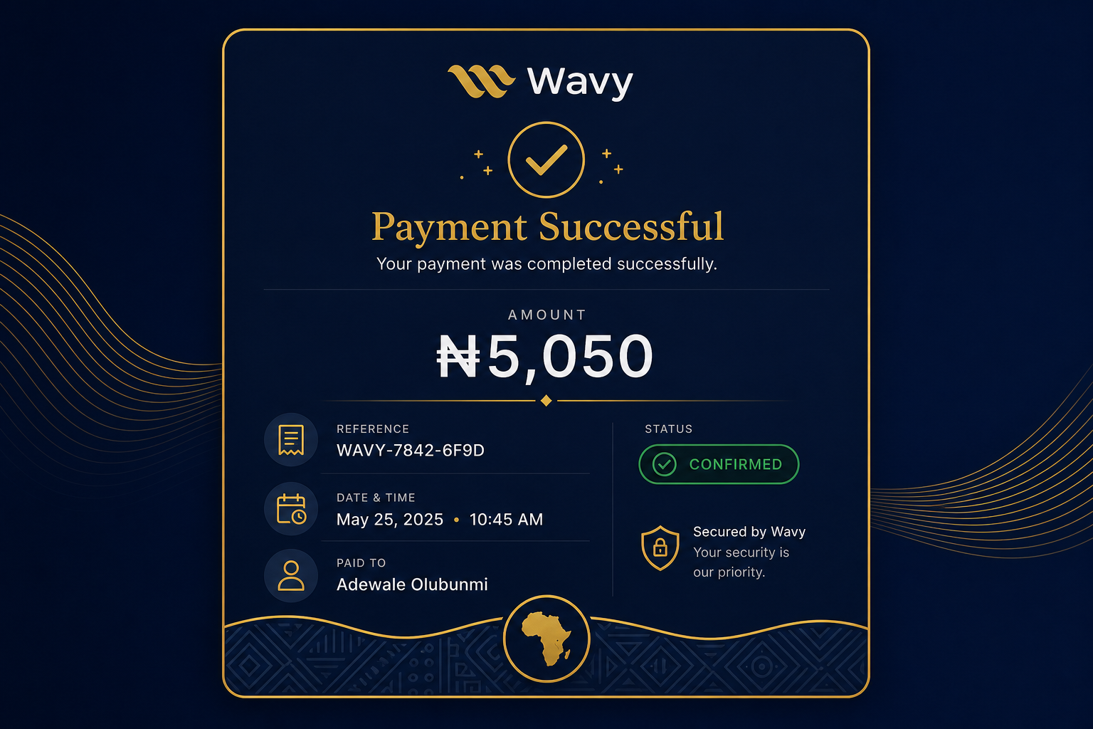 Wavy payment receipt